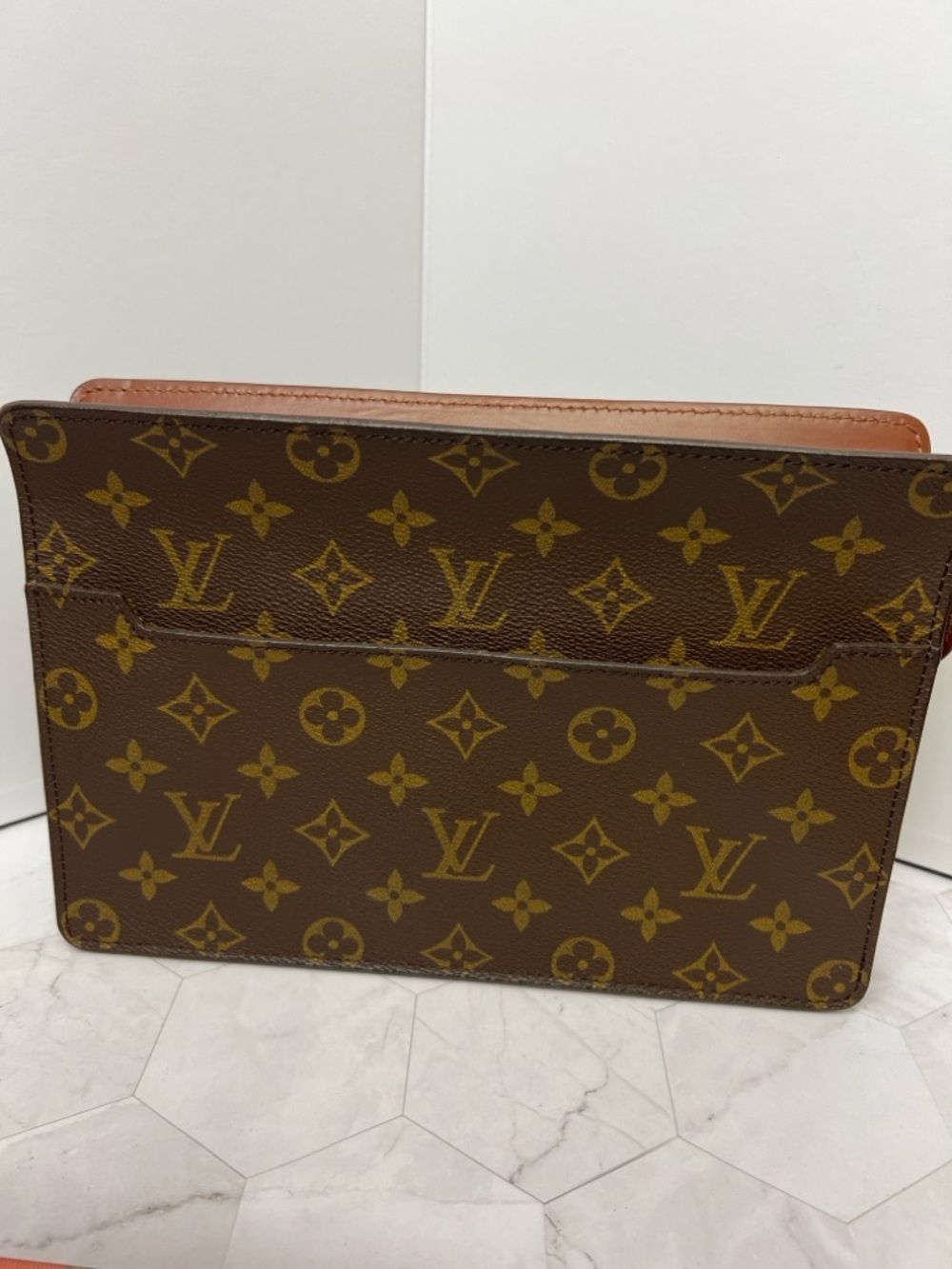 Vintage Louis Vuitton Monogram Canvas Portfolio Clutch in Brown and Tan
